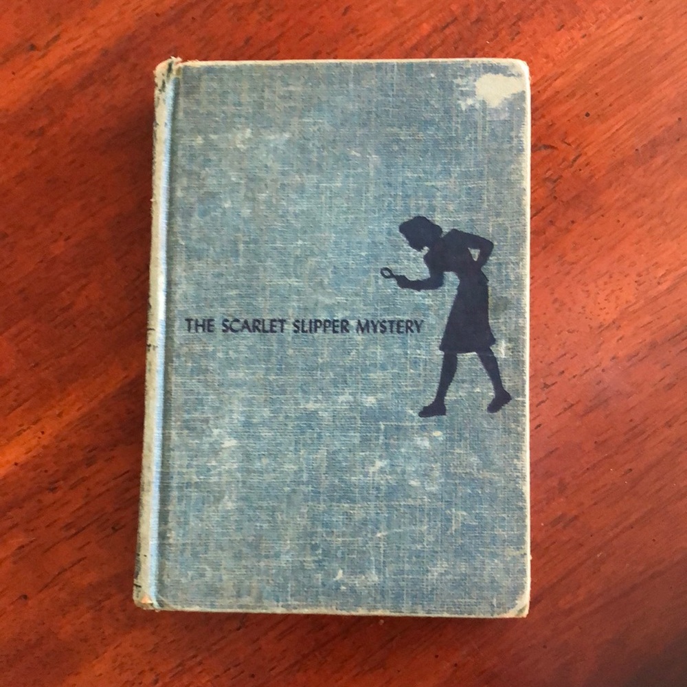 Vintage Nancy Drew The Scarlet Slipper Mystery Hardcover Book Tweed 1954
